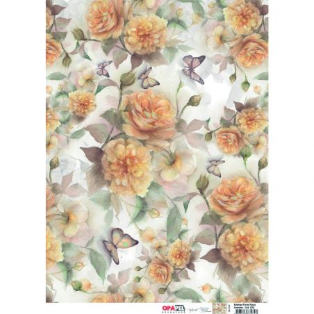 OPAPEL ESTAMPA FLORES ROSAS AMARELAS 30X45